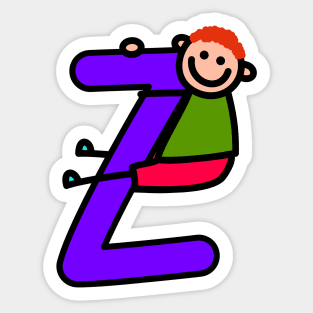 Letter Z for Boys alphabet Kids Colorful Cartoon Character Sticker